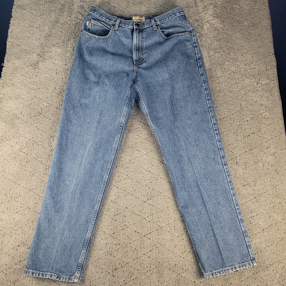 Vintage LL Bean Jeans Mens 36x32 Blue Double‎ L Natural Fit Straight Leg